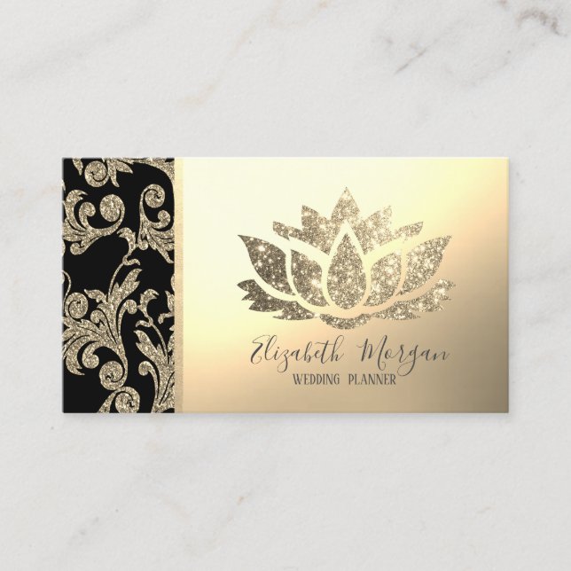 Elegante moderne Gold-Wirbel, Lotus Visitenkarte (Vorderseite)