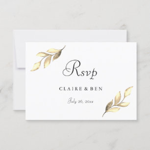 Elegante moderne Goldblatt-Hochzeitseinladung RSVP Karte