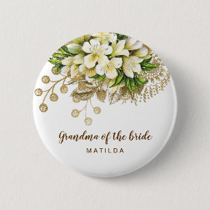 Elegante, moderne Goldblütengroßma der Braut Button