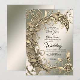 Elegante Moderne Golddekoration Hochzeit Einladung