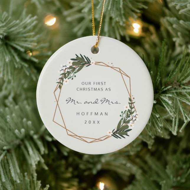 Elegante moderne Goldene Geometrie - Unser erstes  Keramik Ornament (Baum)