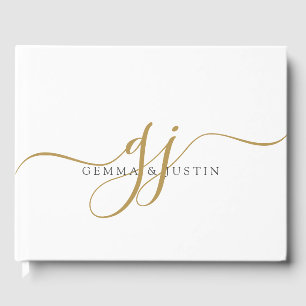 Elegante moderne goldene Schrift Initialen Namensm Gästebuch
