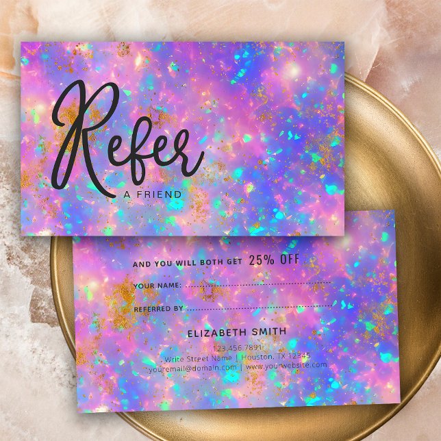 Elegante, moderne Goldfeueropal-Stone-Referenz Visitenkarte (Front and Back)