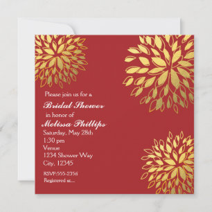 Elegante moderne Goldfolie Floral Dunkelrot Einlad Einladung