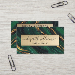 Elegante moderne GoldGlitter Marine Green Agate Go Visitenkarte