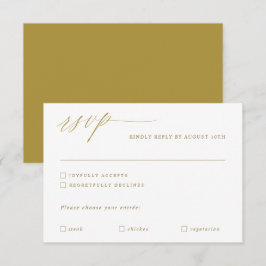 Elegante Moderne Goldkalligraphie Hochzeit RSVP Karte
