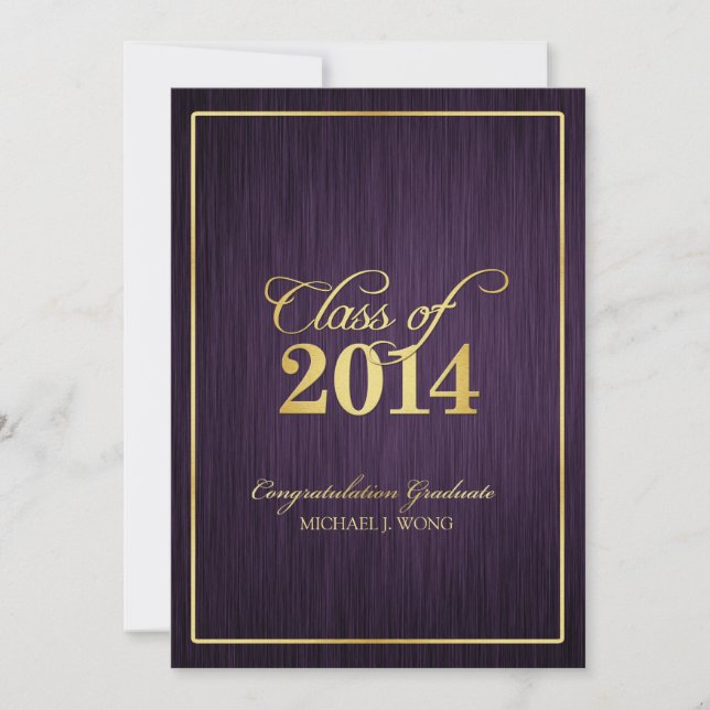 Elegante moderne Goldklasse von Abschluss 2014 Einladung (Vorderseite)