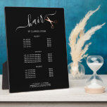 Elegante moderne Goldschere der Rose Fotoplatte<br><div class="desc">Modernes und elegantes Design für Friseursalons mit Imitaten Rose Goldschere,  elegantem Kalligraphie-Schriftart und schwarzem Hintergrund.</div>