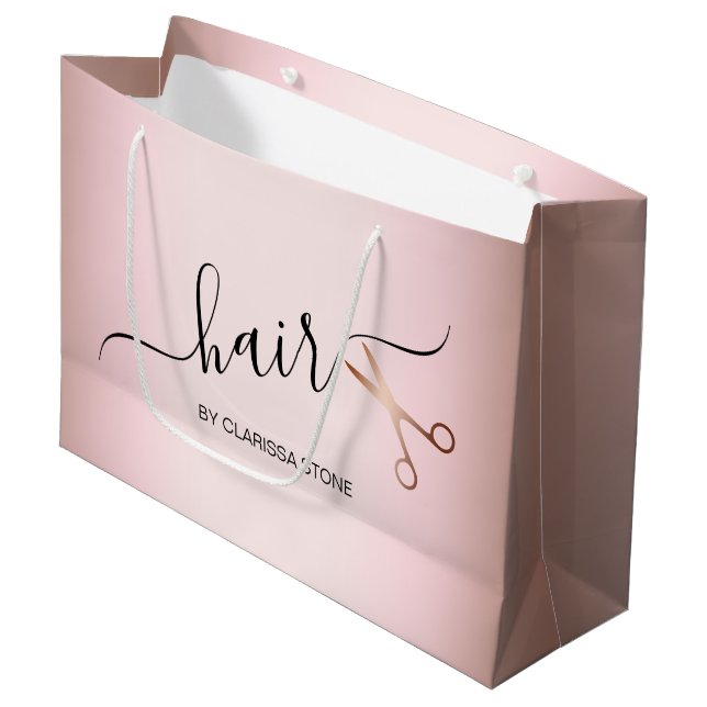 Elegante, moderne Goldschere der Rose Große Geschenktüte (Vorderseite Schrägansicht)