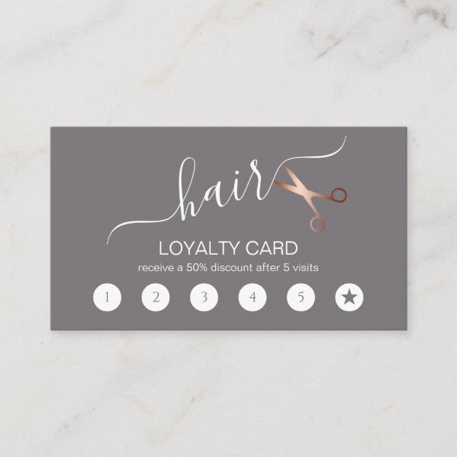 Elegante, moderne Goldschere der Rose Treuekarte (Vorderseite)