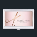Elegante, moderne Goldschere der Rose Visitenkarten Dose<br><div class="desc">Modernes und elegantes Design für Friseursalons mit Imitate Rose Goldschere und elegantem Kalligraphie-Schriftart.</div>