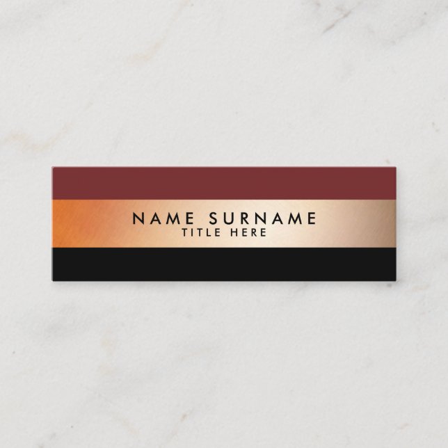 Elegante moderne GoldStripe schwarze Mini Visitenkarte (Vorderseite)
