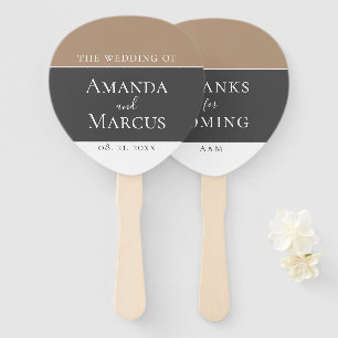 Elegante moderne, graue Beige Keepake-Hochzeit Fächer