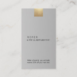 Elegante moderne Gray Gradient Gold Refer Vertikal Visitenkarte