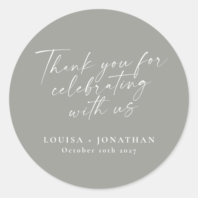 Elegante moderne Gray Trendy Script Custom Vielen  Runder Aufkleber (Vorderseite)
