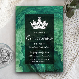 Elegante moderne grüne Achat-Quinceanera-Einladung Einladung