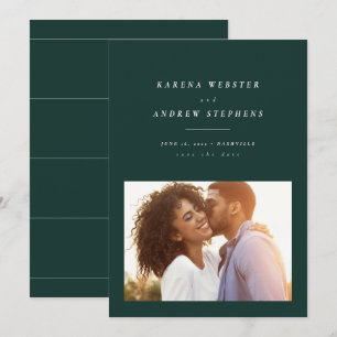 Elegante, moderne, grüne Save the Date Fotokarte