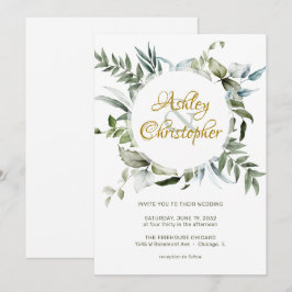 Elegante Moderne Grüne Skripte Hochzeit Einladung