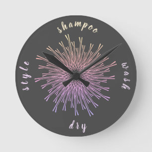 Elegante moderne Haar-Stylist-Bobby-Button-Blüte Runde Wanduhr