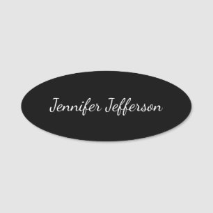 Elegante moderne Handschrift Beruflich Black Namensschild