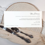 Elegante moderne Handschrift, Horizontale Hochzeit Menükarte<br><div class="desc">Horizontal Wedding Menus: Diese stilvollen horizontalen Hochzeitsmenüs zeigen ein modernes Schriftzeichen in elegantem Schwarz-Weiß-Design. Personalisiert mit den Namen der Paare und dem Hochzeitstag,  bieten sie eine einzigartige und elegante Ergänzung zu Ihrem Empfang,  die Einfachheit mit einer Touch von zeitgenössischem Charme verbindet. Ideal für eine moderne Hochzeit.</div>