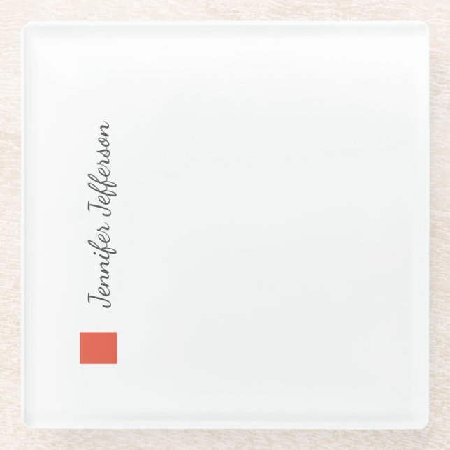 Elegante moderne Handschrift Schlicht Beruflich Glasuntersetzer (Vorderseite)