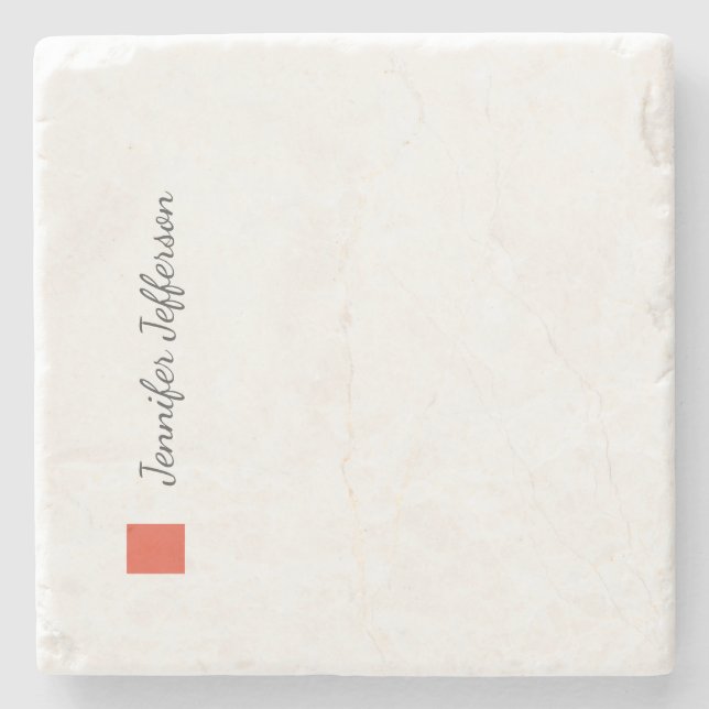 Elegante moderne Handschrift Schlicht Beruflich Steinuntersetzer (Vorderseite)