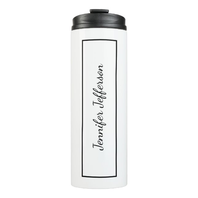 Elegante moderne Handschrift Schlicht Beruflich Thermosbecher (Vorderseite)
