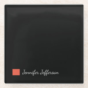 Elegante moderne Handschrift Schlicht Black Glasuntersetzer