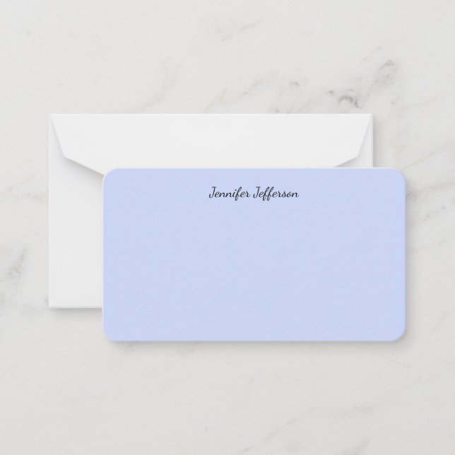 Elegante moderne Handschrift Schlicht Light Blue Mitteilungskarte (Vorderseite)
