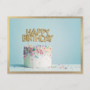 Elegante moderne Happy Birthday-Torte Postkarte
