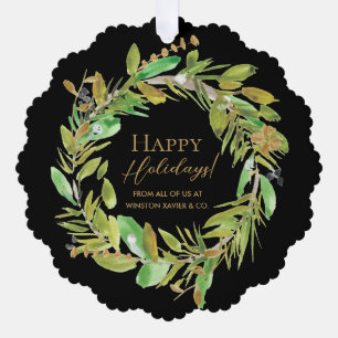 Elegante Moderne Happy Holidays Wreath Ornament Karte