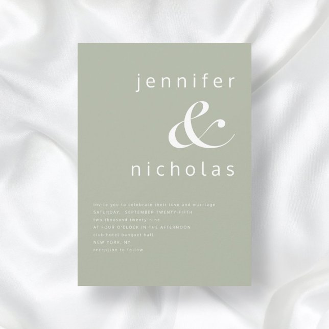 Elegante, moderne Heirat Einladung (Front)