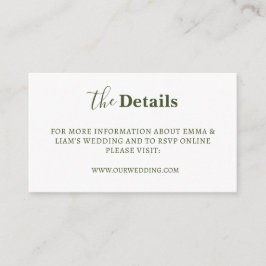 Elegante moderne Hochzeit Details Beilagekarten Begleitkarte