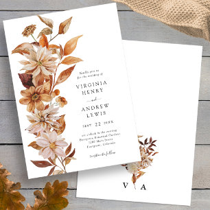 Elegante moderne Hochzeit im Herbst Einladung