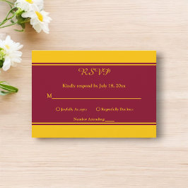 Elegante moderne Hochzeit in Burgund und Gold Luxu RSVP Karte