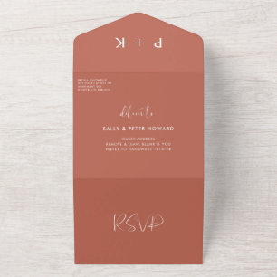 Elegante & moderne Hochzeit in Red Clay All In One Einladung