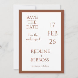 Elegante moderne Hochzeit in strahlendem Kupfer Save The Date