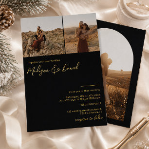 Elegante moderne Hochzeit mit echtem Goldfolien-Dr Folieneinladung