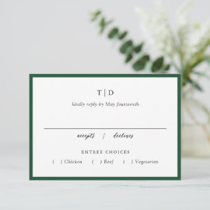 Elegante moderne Hochzeit mit Smaragdgrünem Monogr RSVP Karte