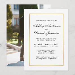 Elegante Moderne Hochzeit Schwarz-weiß einladen -  Einladung