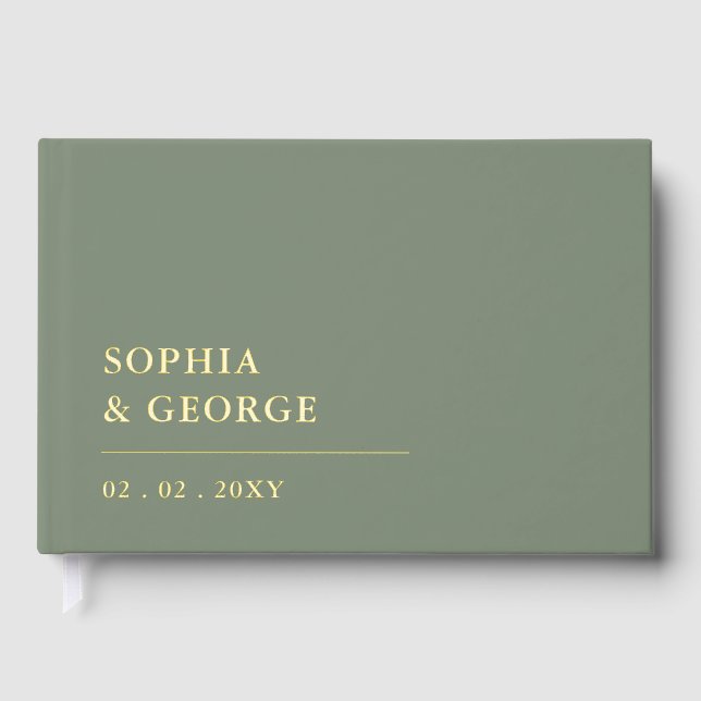 Elegante Moderne Hochzeit und Gold Gästebuch (Vorderseite)