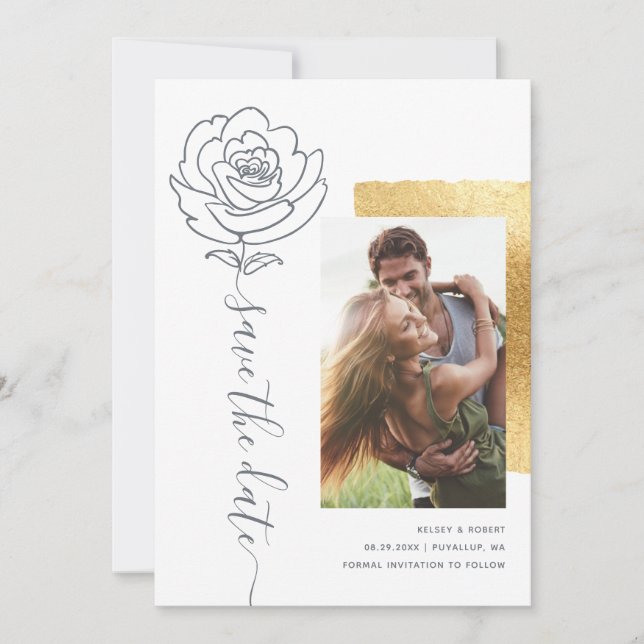 Elegante moderne Hochzeiten speichern das Datum de (Vorderseite)