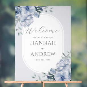 Elegante Moderne Hochzeitsfeier in Blue Floral Wil Acrylschild