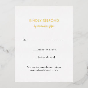 Elegante moderne Hochzeitsfolie RSVP Card Folie Einladungspostkarte