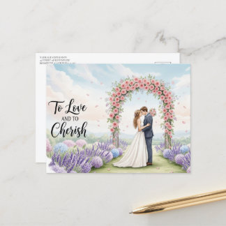 Elegante moderne Hochzeitspostkarte Postkarte