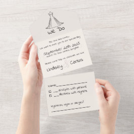 Elegante moderne Hochzeitsszene Silhouette All In One Einladung
