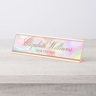 Elegante, moderne, holografische Pastelle nach Maß Schreibtischnamensplakette