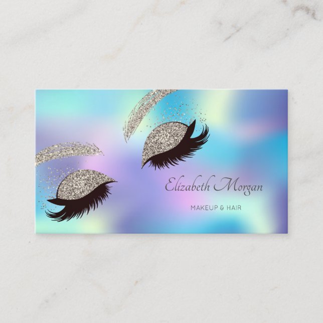 Elegante moderne Holographic Glitzer Imitate Lashe Visitenkarte (Vorderseite)