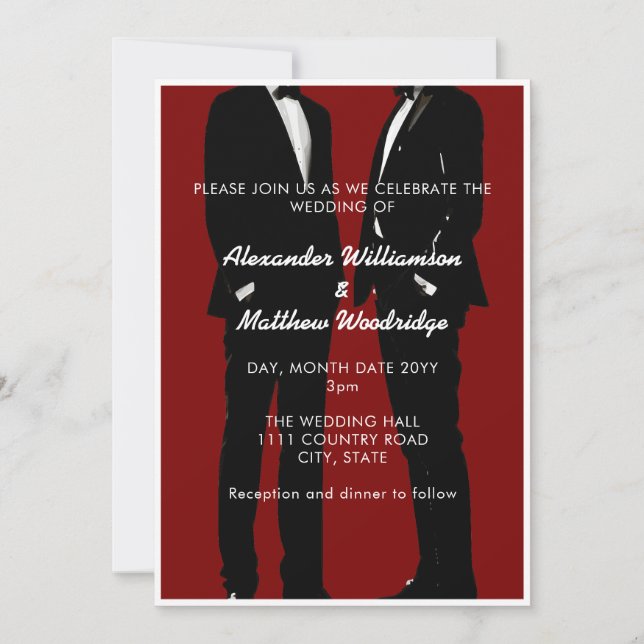 Elegante moderne Homosexuelle Hochzeit Einladung (Vorderseite)